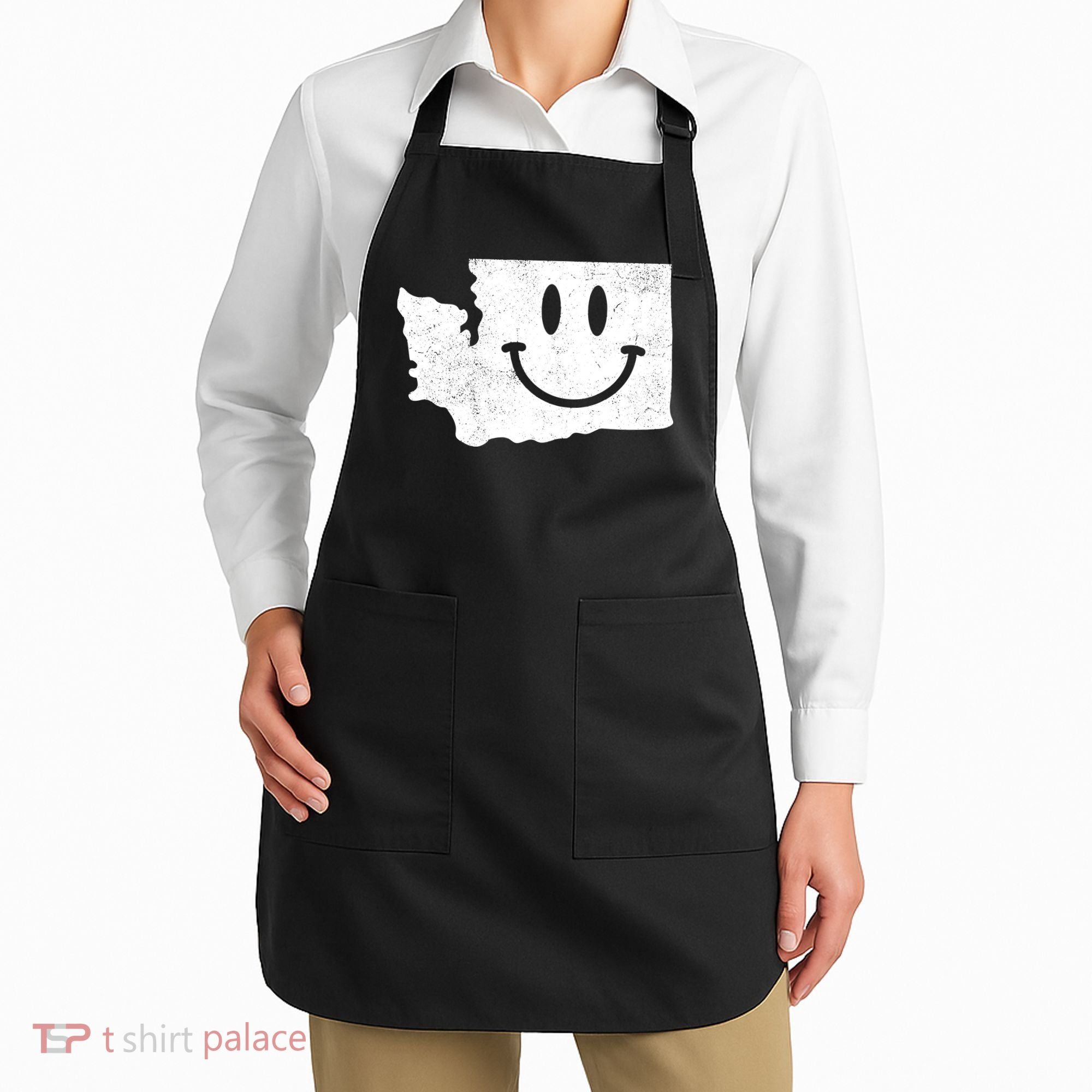 Smiling In Wa Funny Washington Happy Face Apron