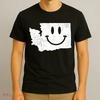 Smiling In Wa Funny Washington Happy Face T-Shirt thumb 3
