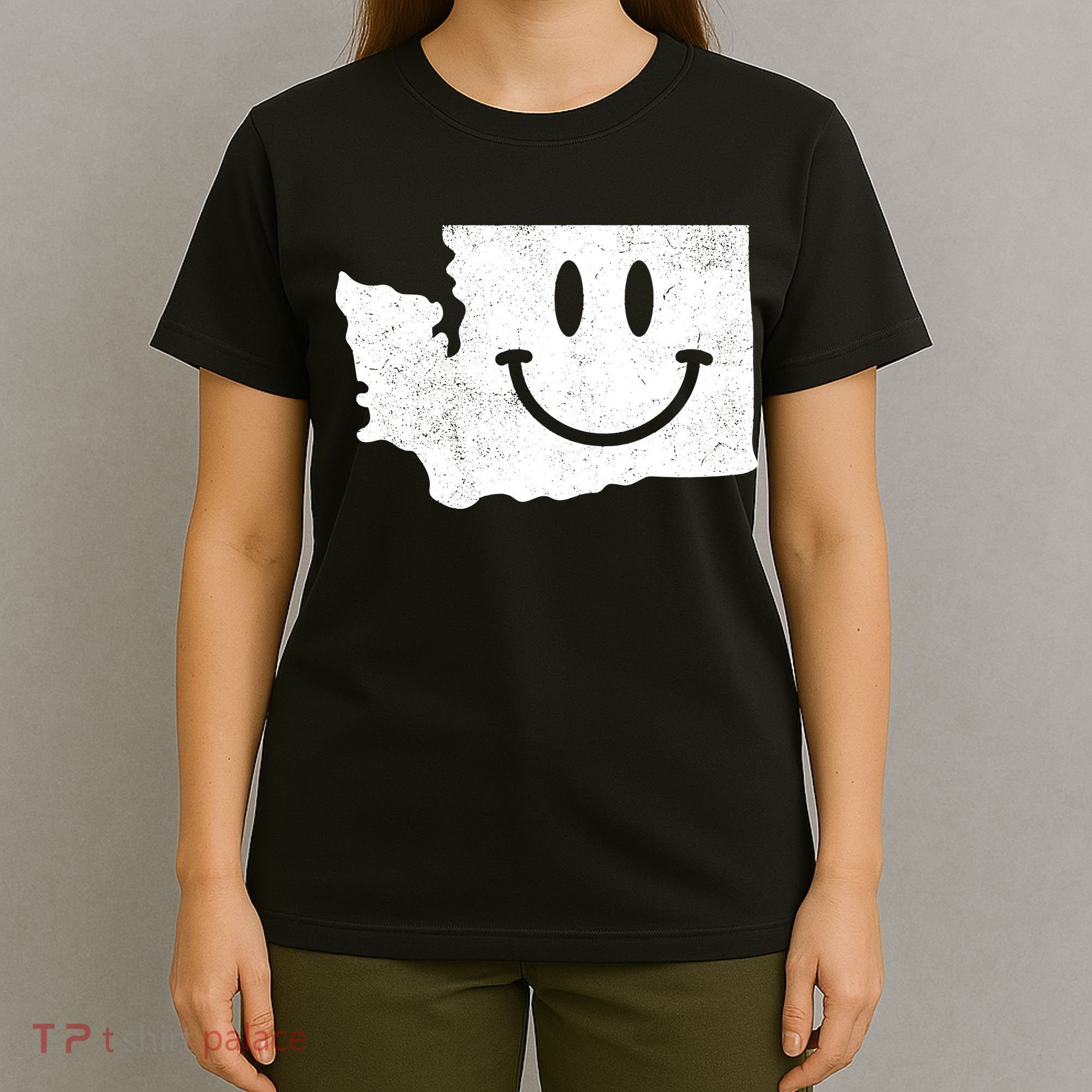 Smiling In Wa Funny Washington Happy Face T-Shirt
