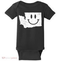 Smiling In Wa Funny Washington Happy Face Baby Bodysuit thumb 0