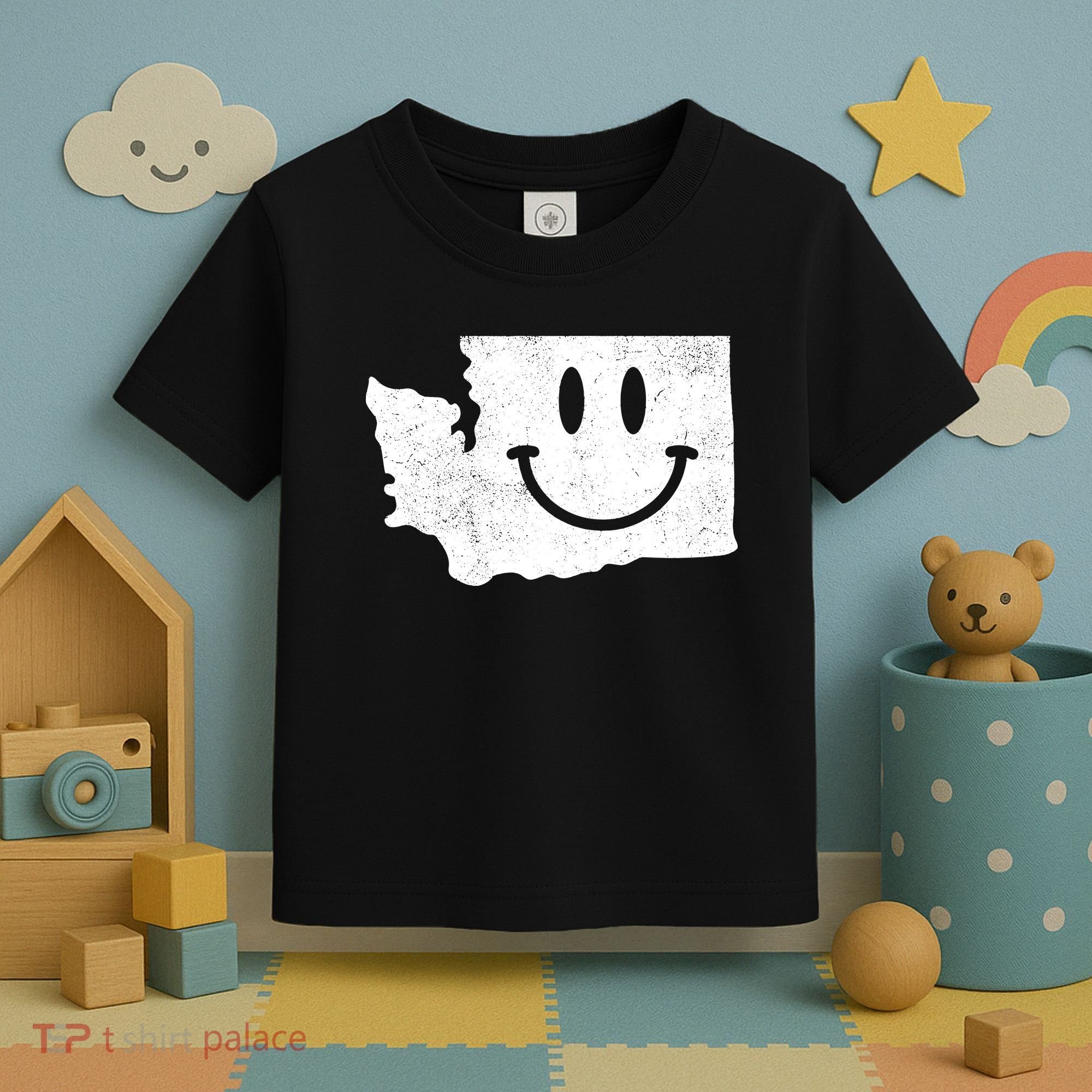 Smiling In Wa Funny Washington Happy Face Toddler T-Shirt