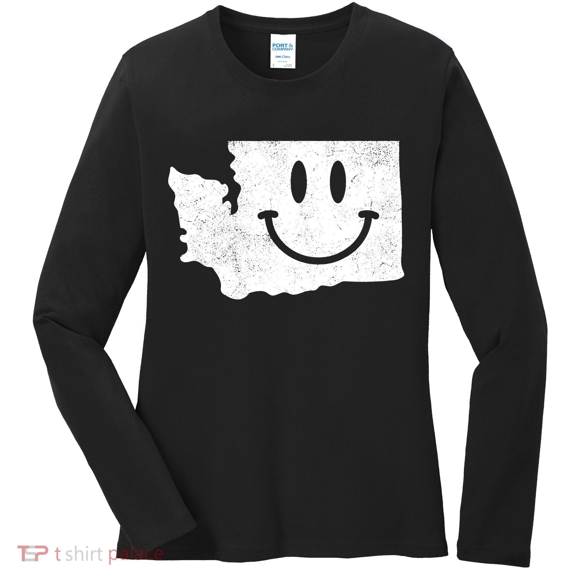 Smiling In Wa Funny Washington Happy Face Women's Long Sleeve Shirt