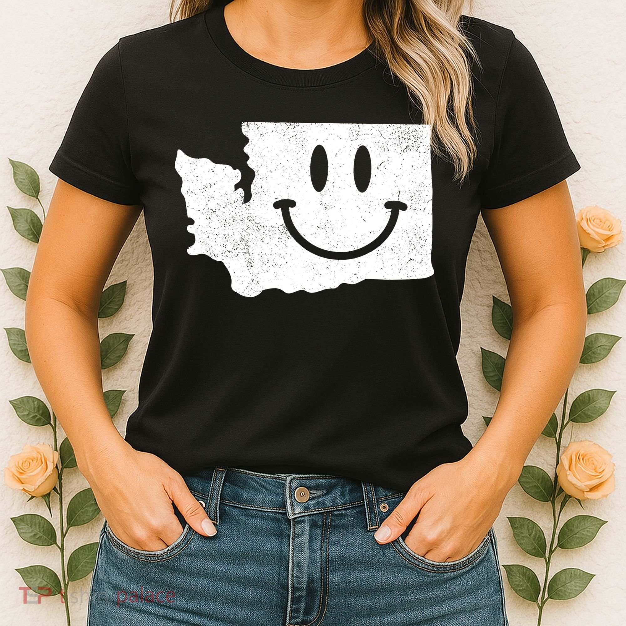 Smiling In Wa Funny Washington Happy Face Women's T-Shirt