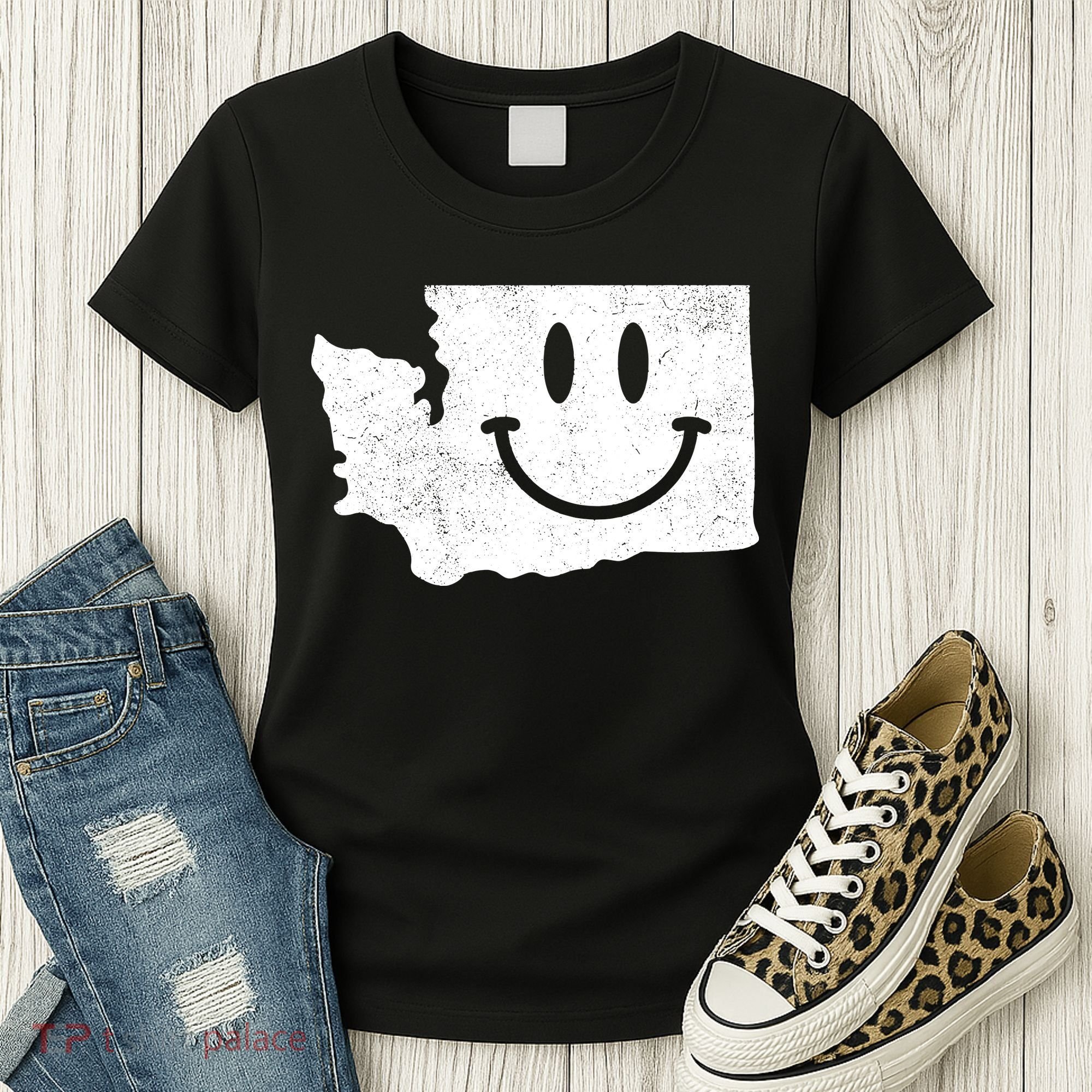 Smiling In Wa Funny Washington Happy Face Women's T-Shirt