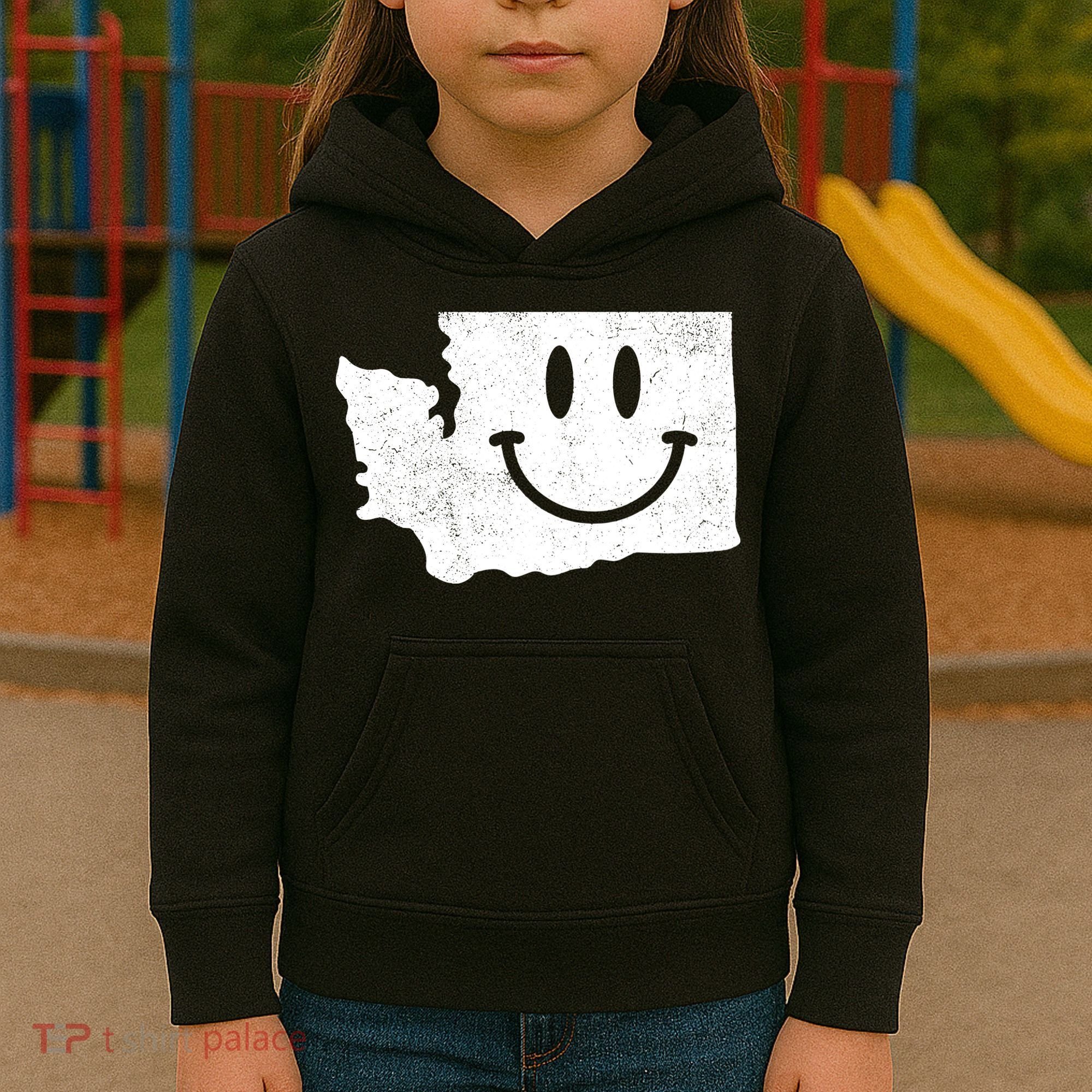 Smiling In Wa Funny Washington Happy Face Kids Hoodie