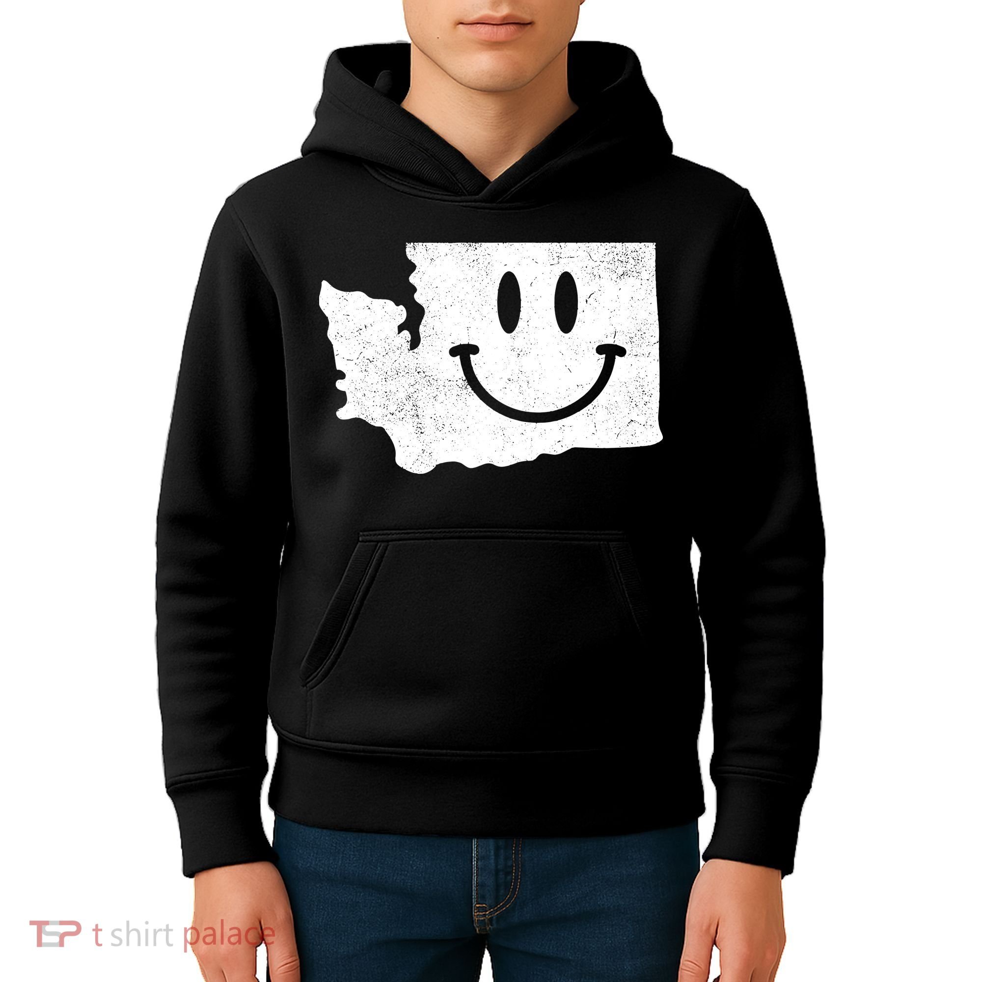 Smiling In Wa Funny Washington Happy Face Kids Hoodie