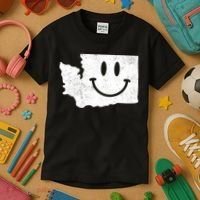 Smiling In Wa Funny Washington Happy Face Kids T-Shirt thumb 3