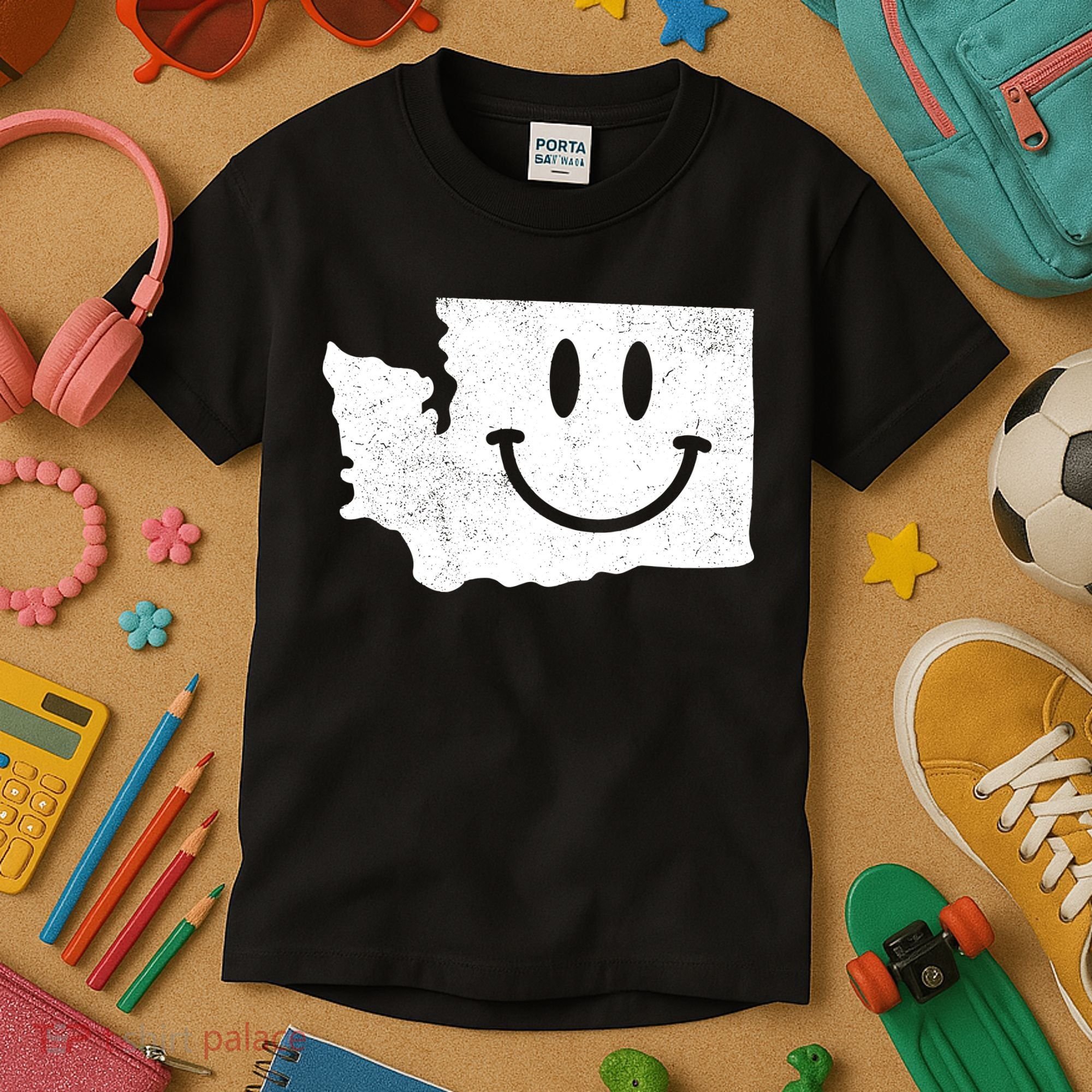 Smiling In Wa Funny Washington Happy Face Kids T-Shirt