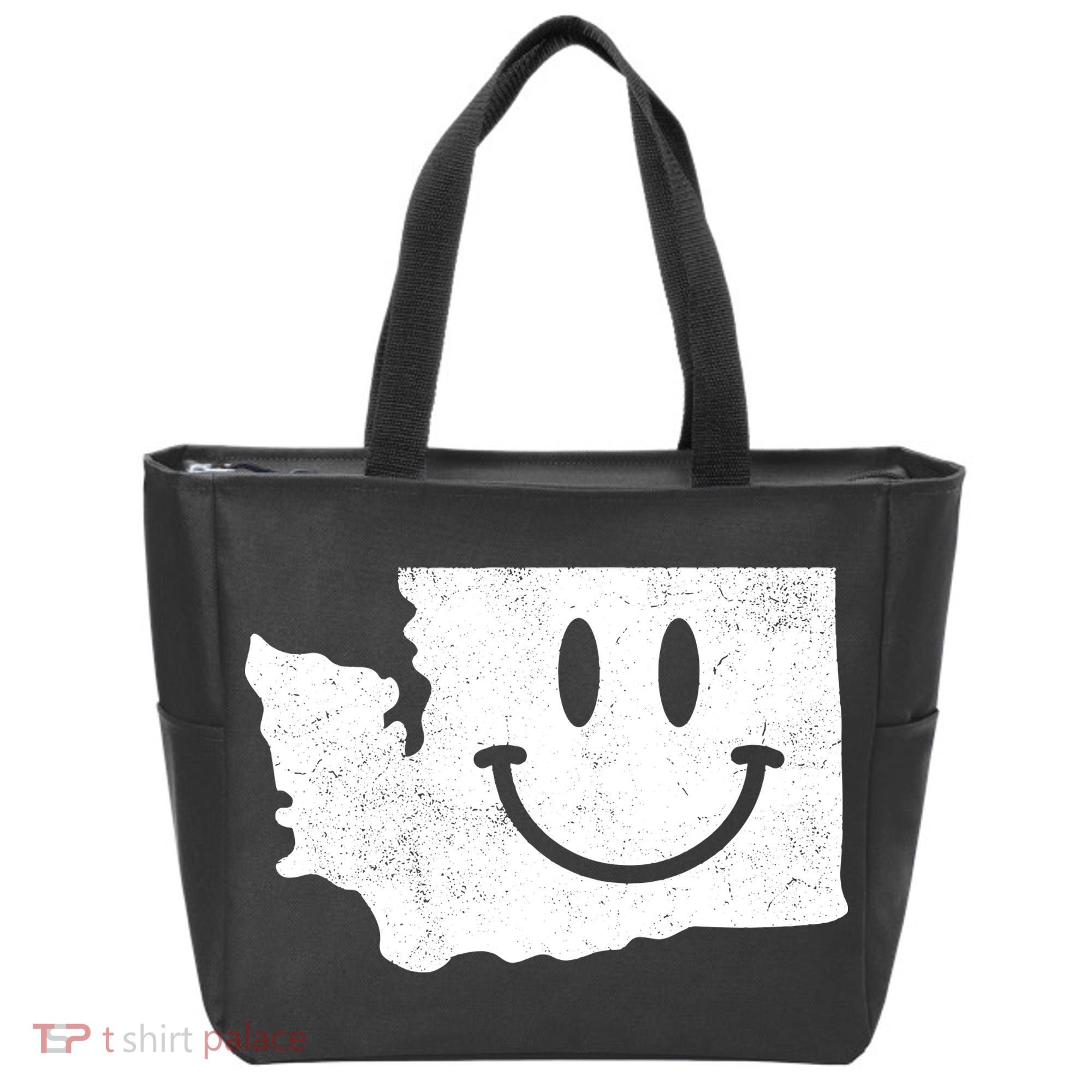 Smiling In Wa Funny Washington Happy Face Tote Bag