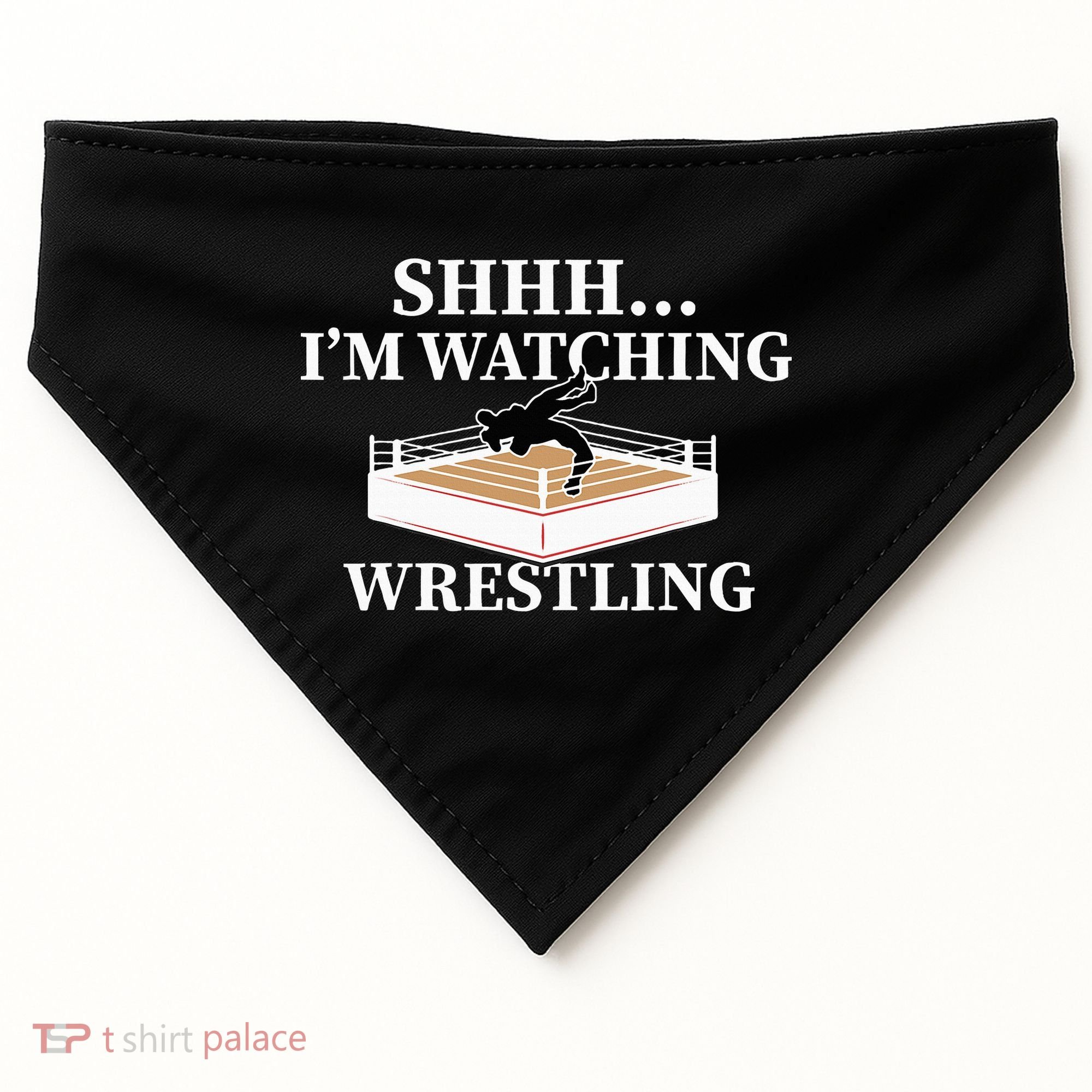 Shhh IM Watching Wrestling Wrestling Lover Gift USA-Made Doggie Bandana