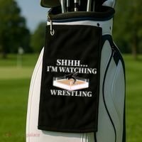 Shhh IM Watching Wrestling Wrestling Lover Gift Golf Towel thumb 2