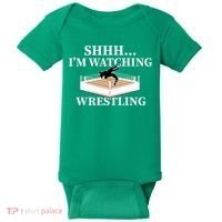 Shhh IM Watching Wrestling Wrestling Lover Gift Baby Bodysuit thumb 0