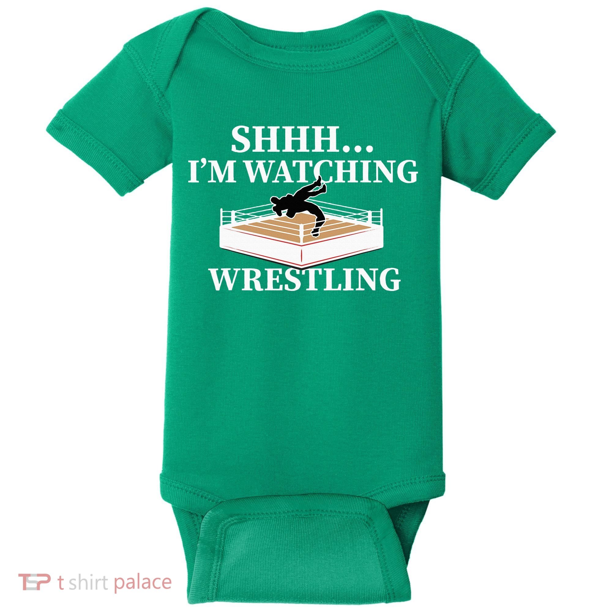 Shhh IM Watching Wrestling Wrestling Lover Gift Baby Bodysuit