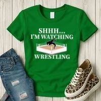 Shhh IM Watching Wrestling Wrestling Lover Gift Women's T-Shirt thumb 3