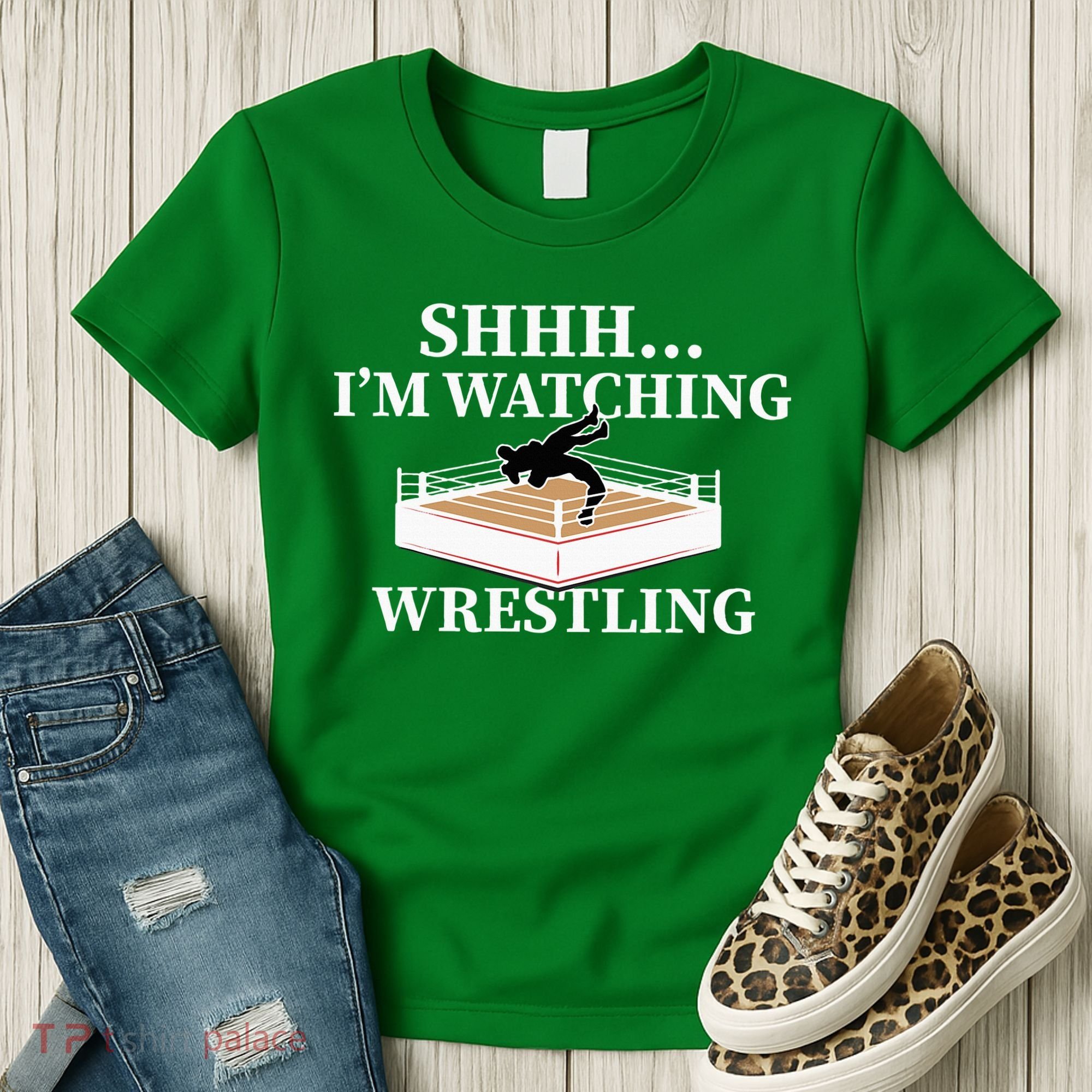 Shhh IM Watching Wrestling Wrestling Lover Gift Women's T-Shirt