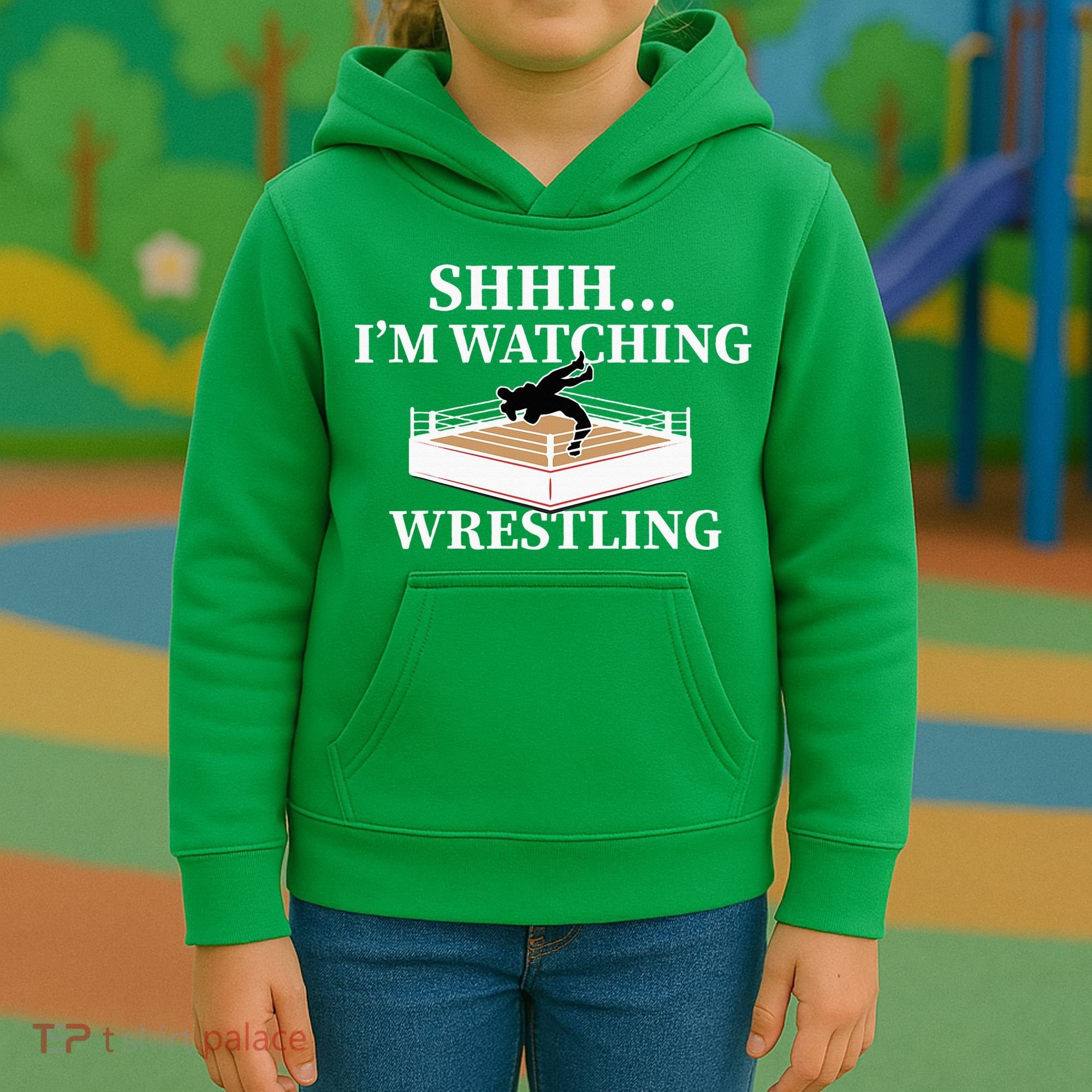 Shhh IM Watching Wrestling Wrestling Lover Gift Kids Hoodie