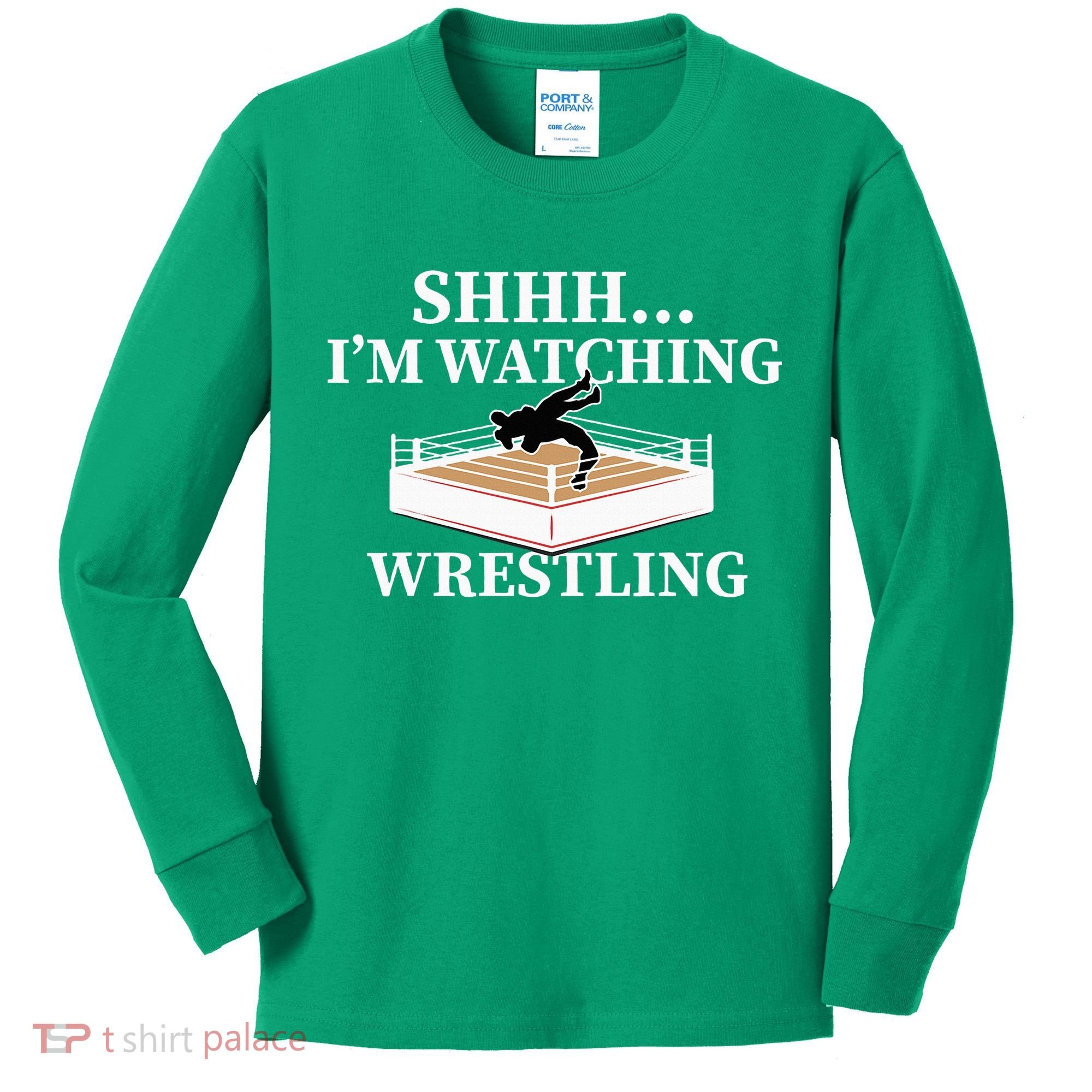 Shhh IM Watching Wrestling Wrestling Lover Gift Kids Long Sleeve Shirt