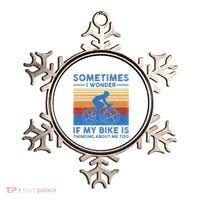 Sometimes I Wonder If My Bike Is Thinking About Me Too Biker Ornament thumb 0