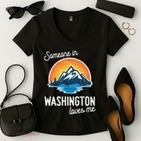 Someone In Washington Loves Me Gift Women's V-Neck T-Shirt thumb 2