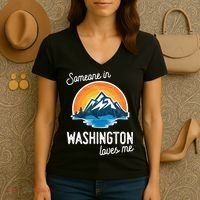 Someone In Washington Loves Me Gift Women's V-Neck T-Shirt thumb 3