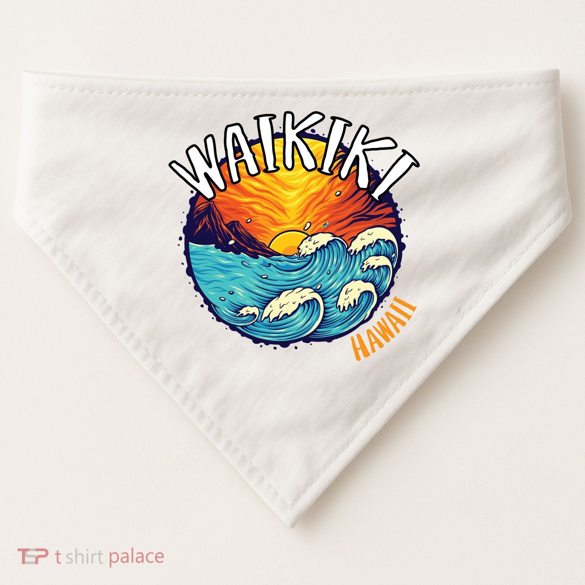 Summer In Waikiki Hawaii USA-Made Doggie Bandana