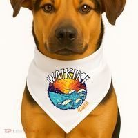 Summer In Waikiki Hawaii USA-Made Doggie Bandana thumb 1
