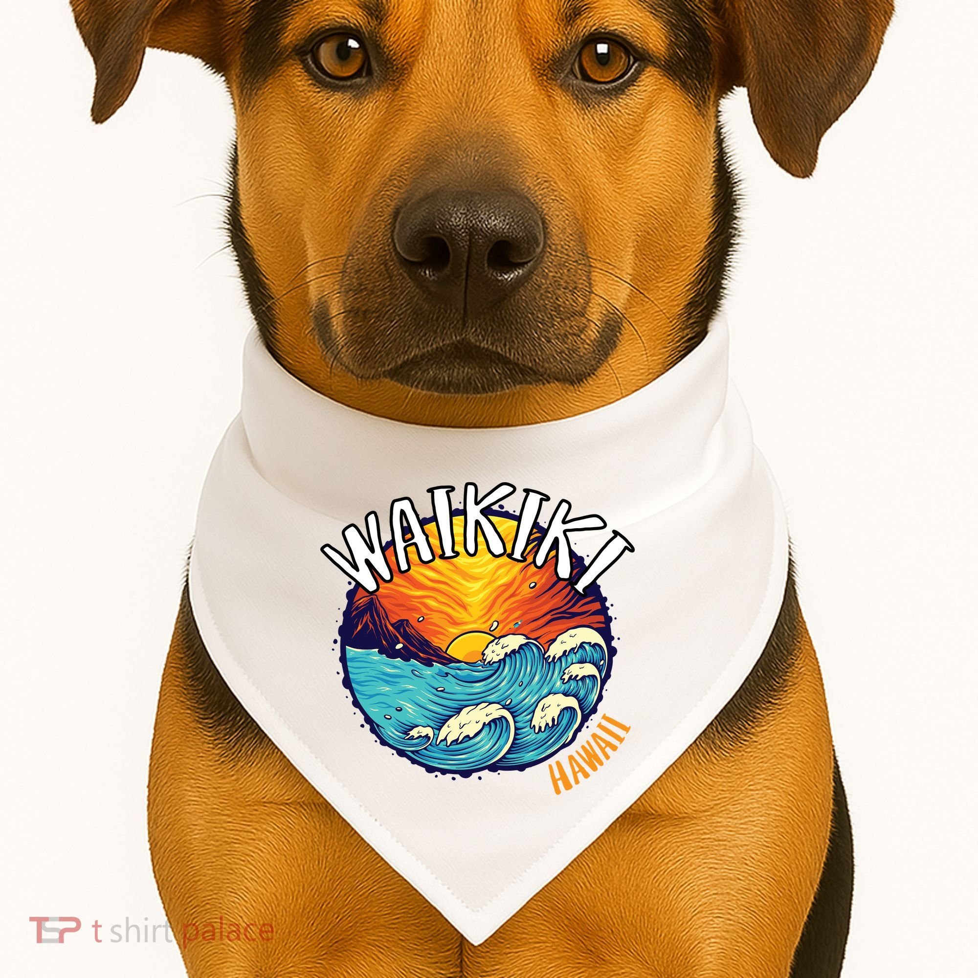 Summer In Waikiki Hawaii USA-Made Doggie Bandana