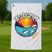 Summer In Waikiki Hawaii Golf Towel thumb 1