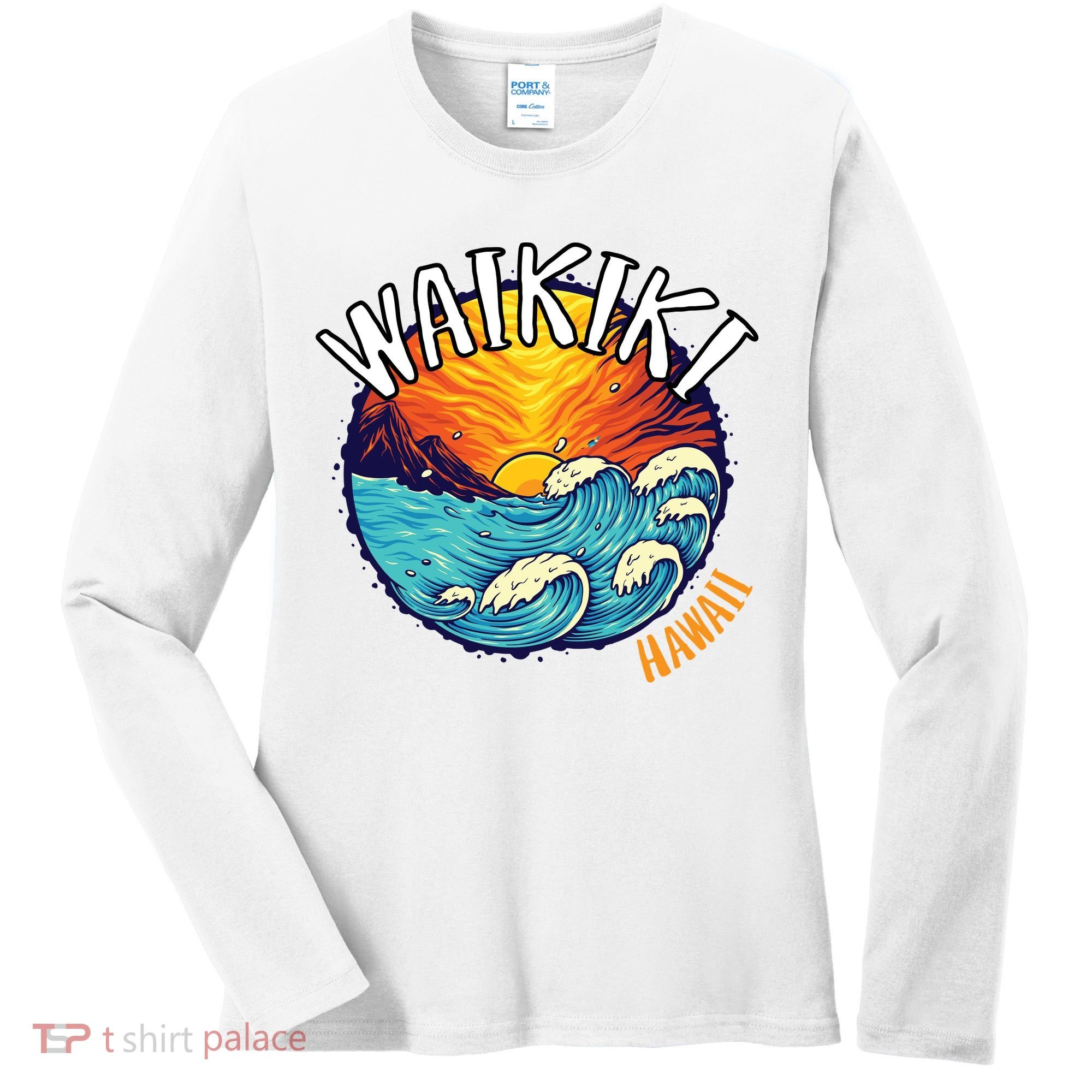Summer In Waikiki Hawaii Women's Long Sleeve Shirt