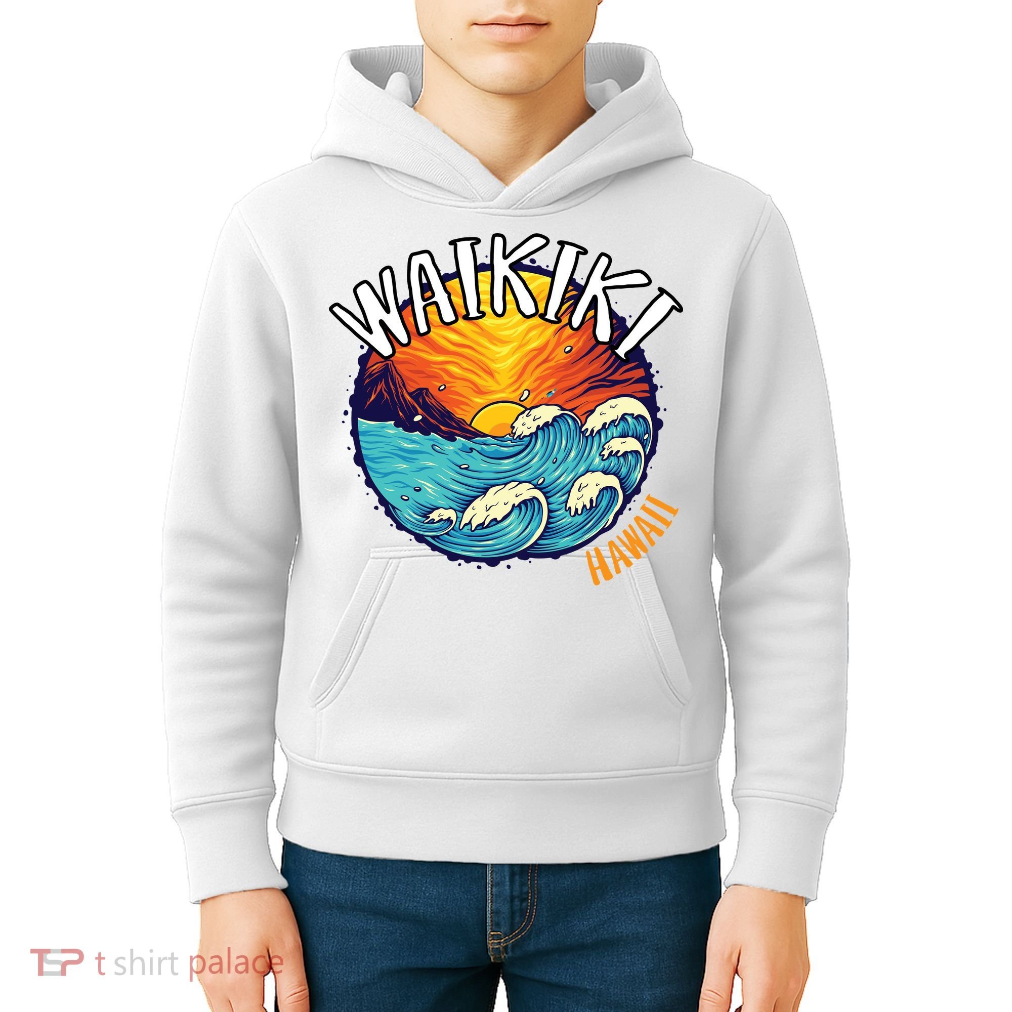 Summer In Waikiki Hawaii Kids Hoodie