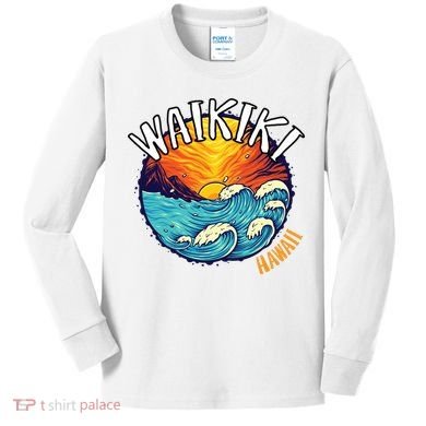 Summer In Waikiki Hawaii Kids Long Sleeve Shirt