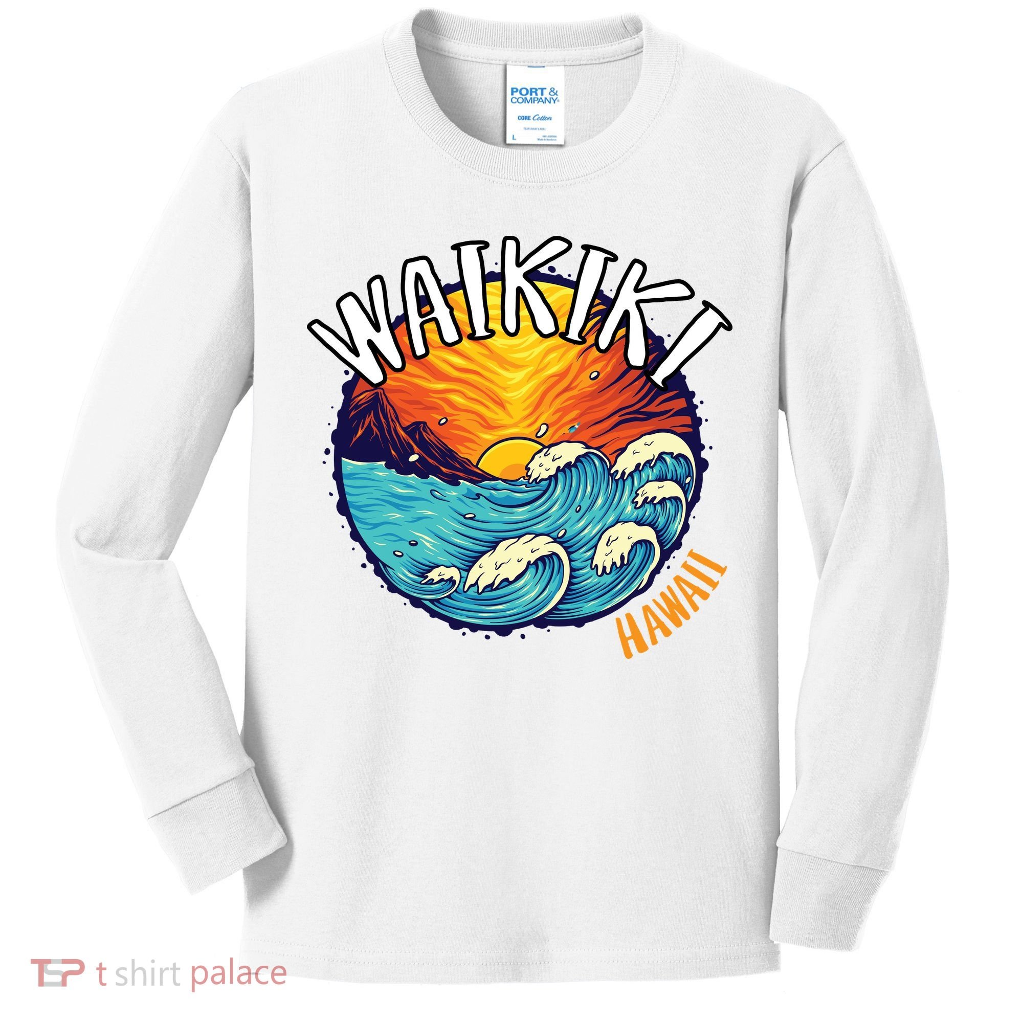 Summer In Waikiki Hawaii Kids Long Sleeve Shirt