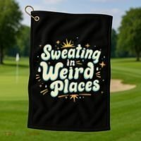 Sweating In Weird Place Funny Embarrassing Golf Towel thumb 1