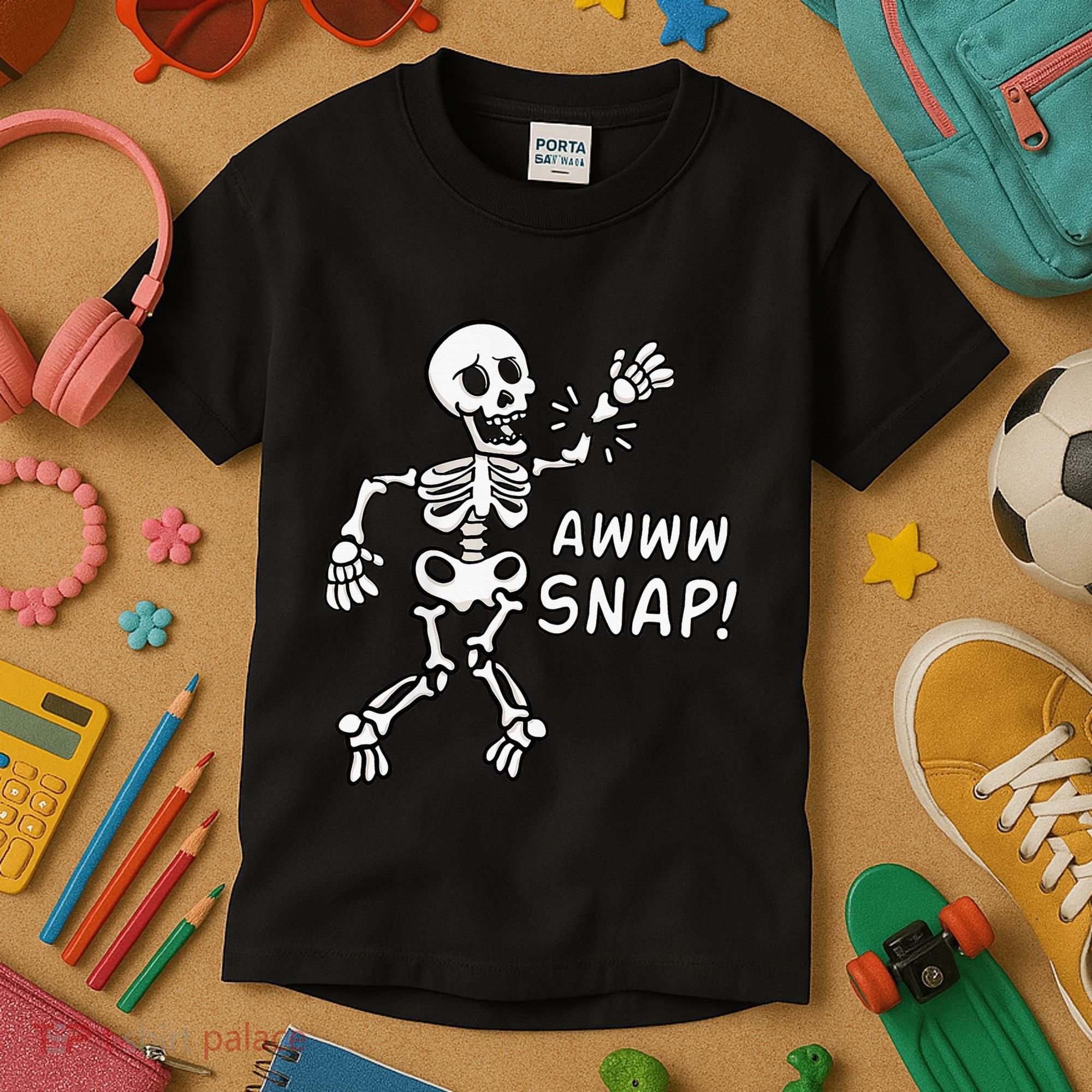 Skeleton Injury Wrist Surgery Recovery Aw Snap Broken Arm Kids T-Shirt