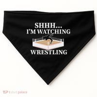 Shhh IM Watching Wrestling Funny Wrestling Lover Gift USA-Made Doggie Bandana thumb 0