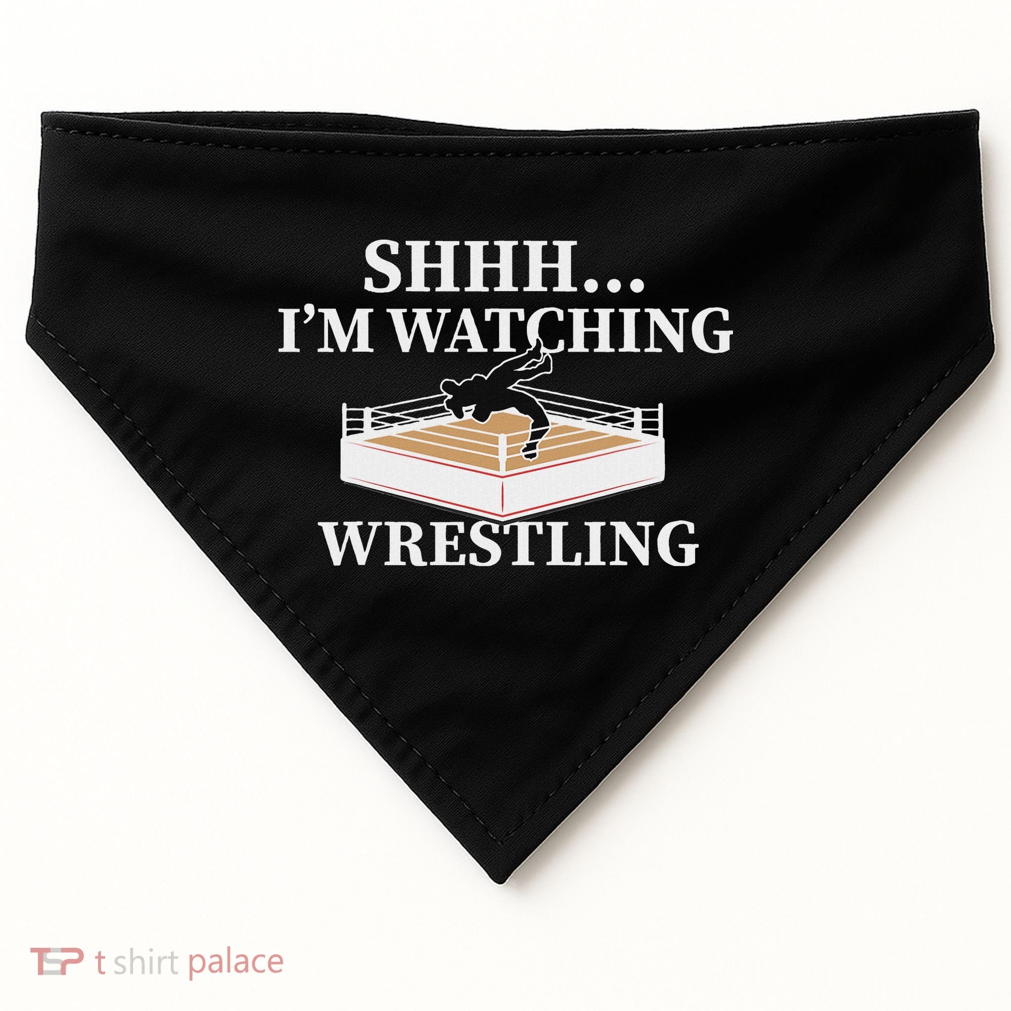 Shhh IM Watching Wrestling Funny Wrestling Lover Gift USA-Made Doggie Bandana