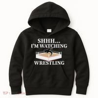 Shhh IM Watching Wrestling Funny Wrestling Lover Gift Kids Hoodie thumb 0