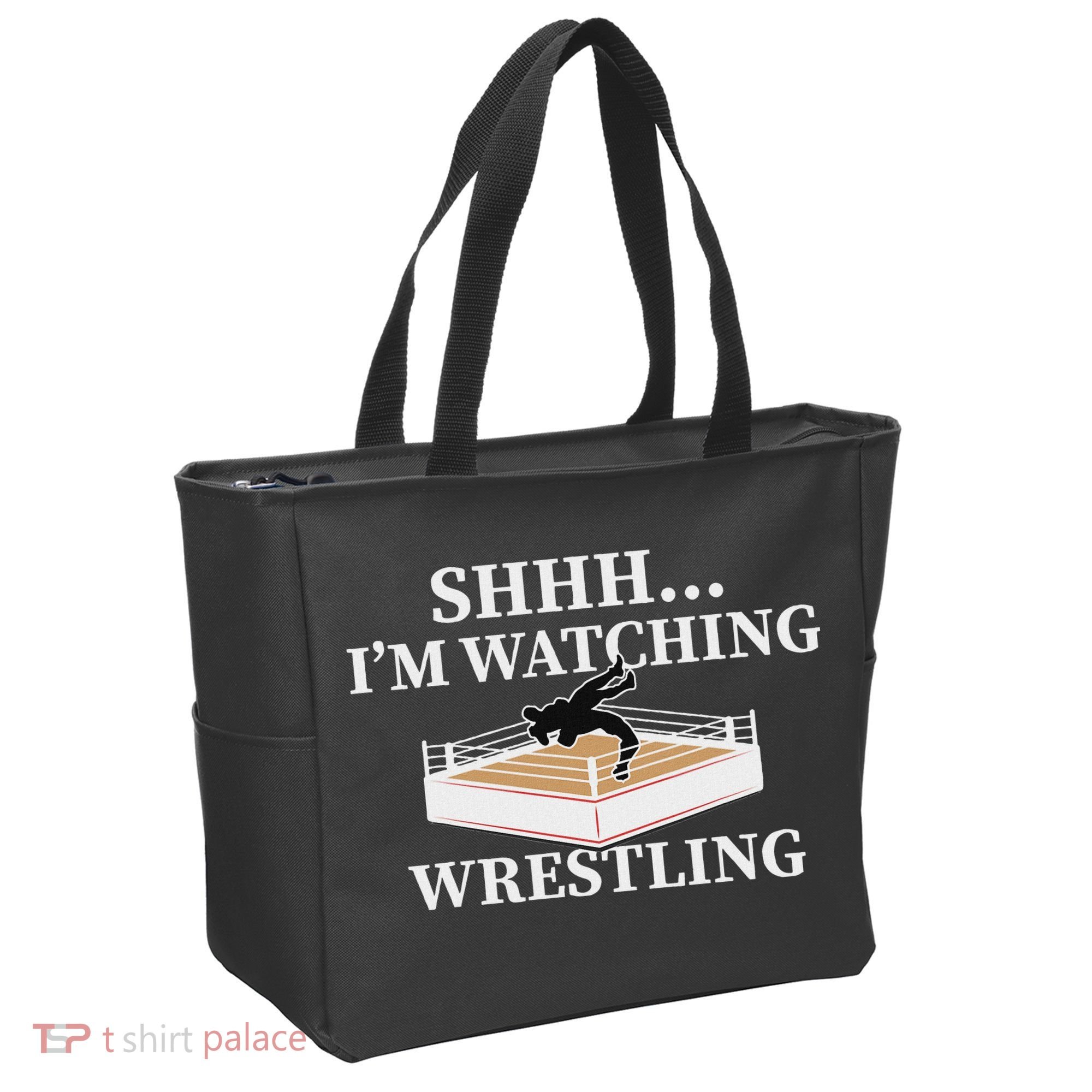 Shhh IM Watching Wrestling Funny Wrestling Lover Gift Tote Bag