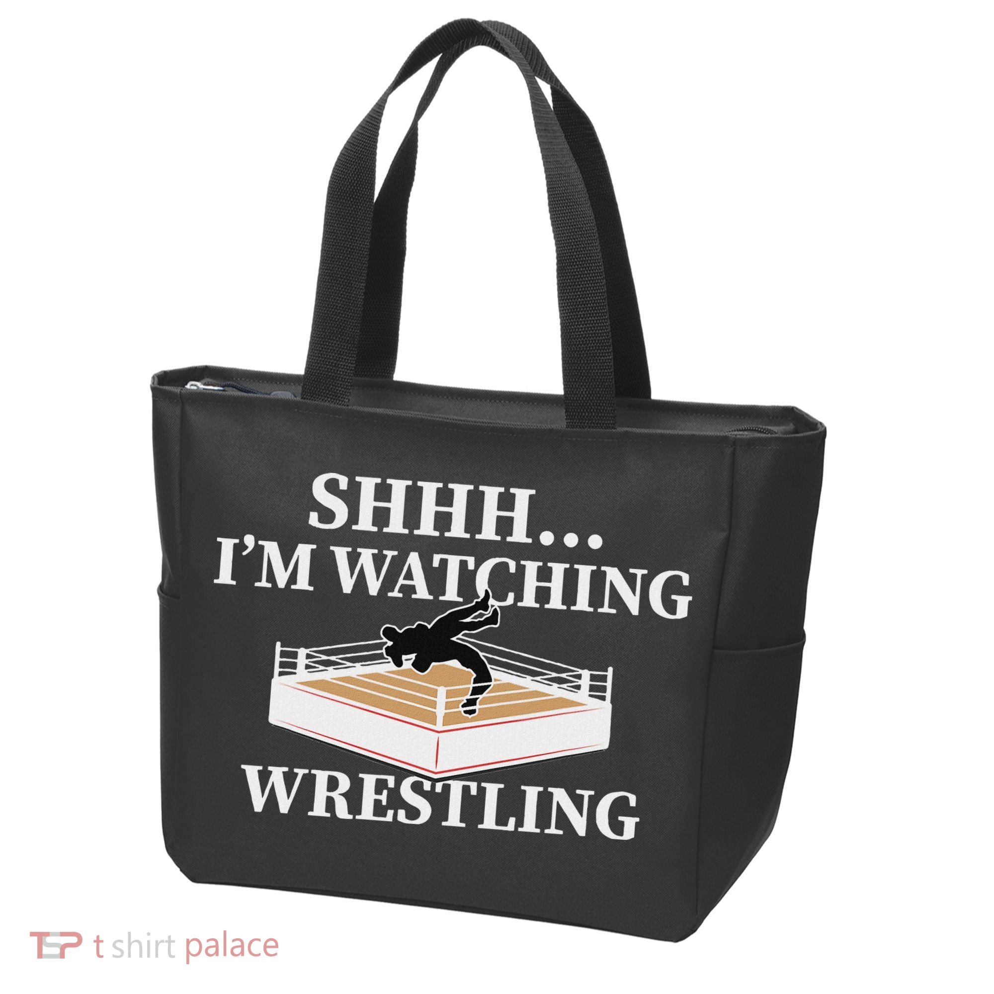 Shhh IM Watching Wrestling Funny Wrestling Lover Gift Tote Bag