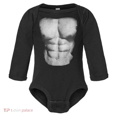Six Pack Abs Baby Long Sleeve Bodysuit