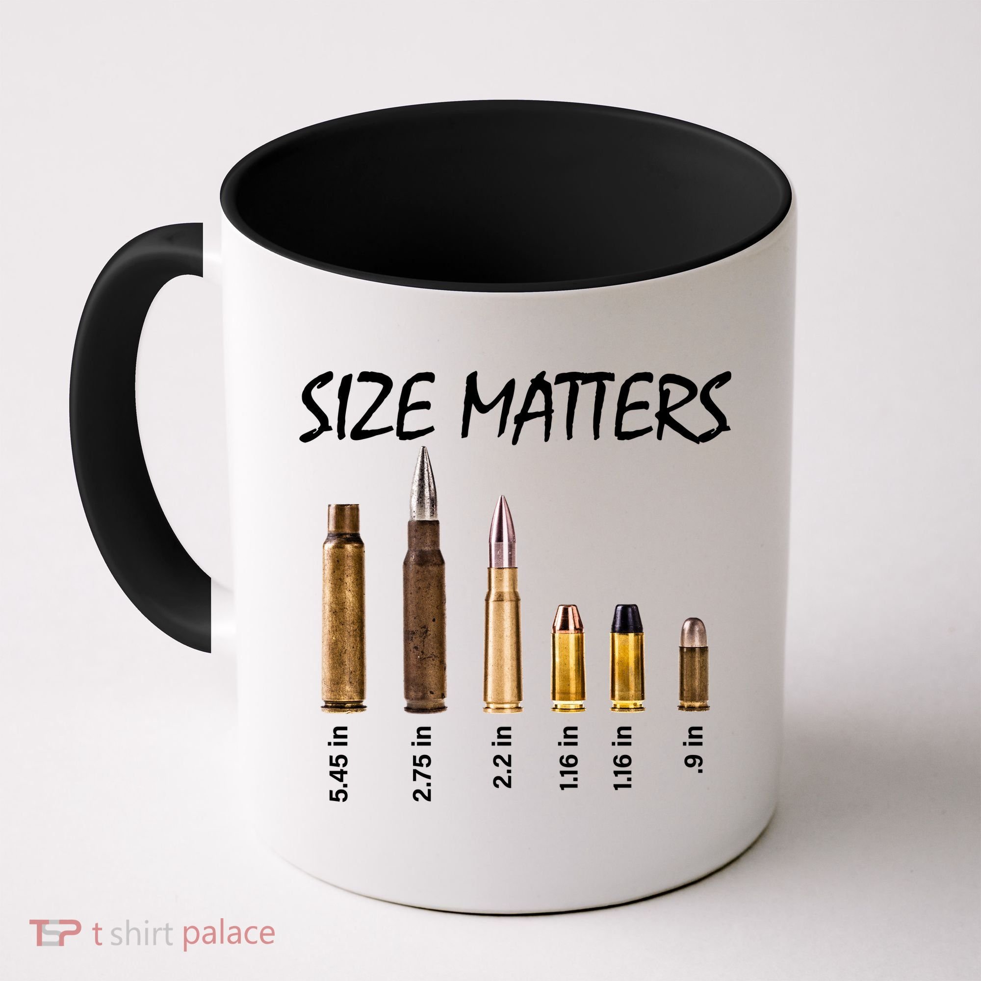Size Matters Guns And Bullets Coffee Mug