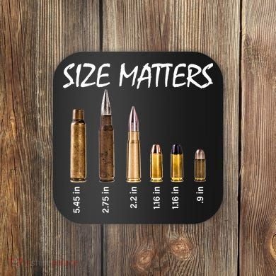 Size Matters Guns And Bullets Coaster