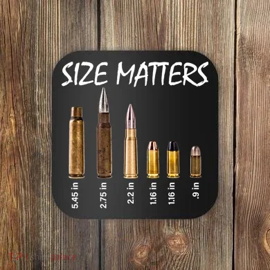 Size Matters Guns And Bullets Coaster