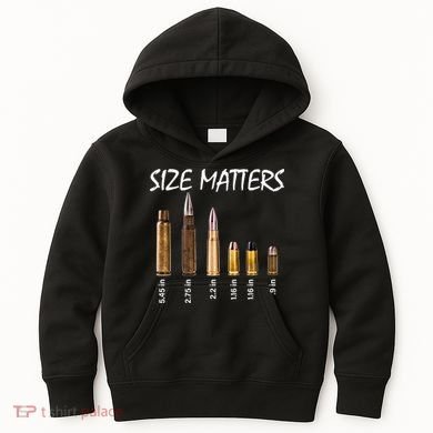 Size Matters Guns And Bullets Kids Hoodie