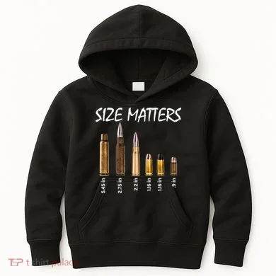 Size Matters Guns And Bullets Kids Hoodie