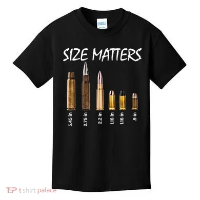Size Matters Guns And Bullets Kids T-Shirt