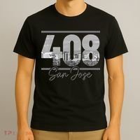 San Jose 408 Area Code Vintage Skyline California T-Shirt thumb 3
