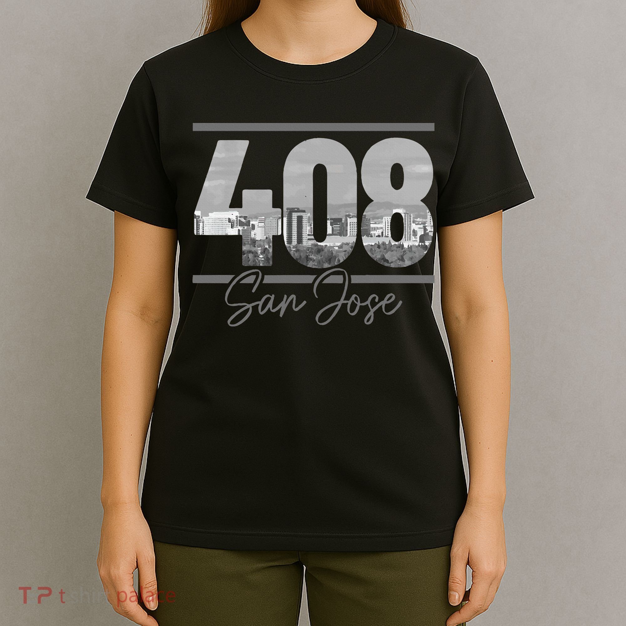 San Jose 408 Area Code Vintage Skyline California T-Shirt