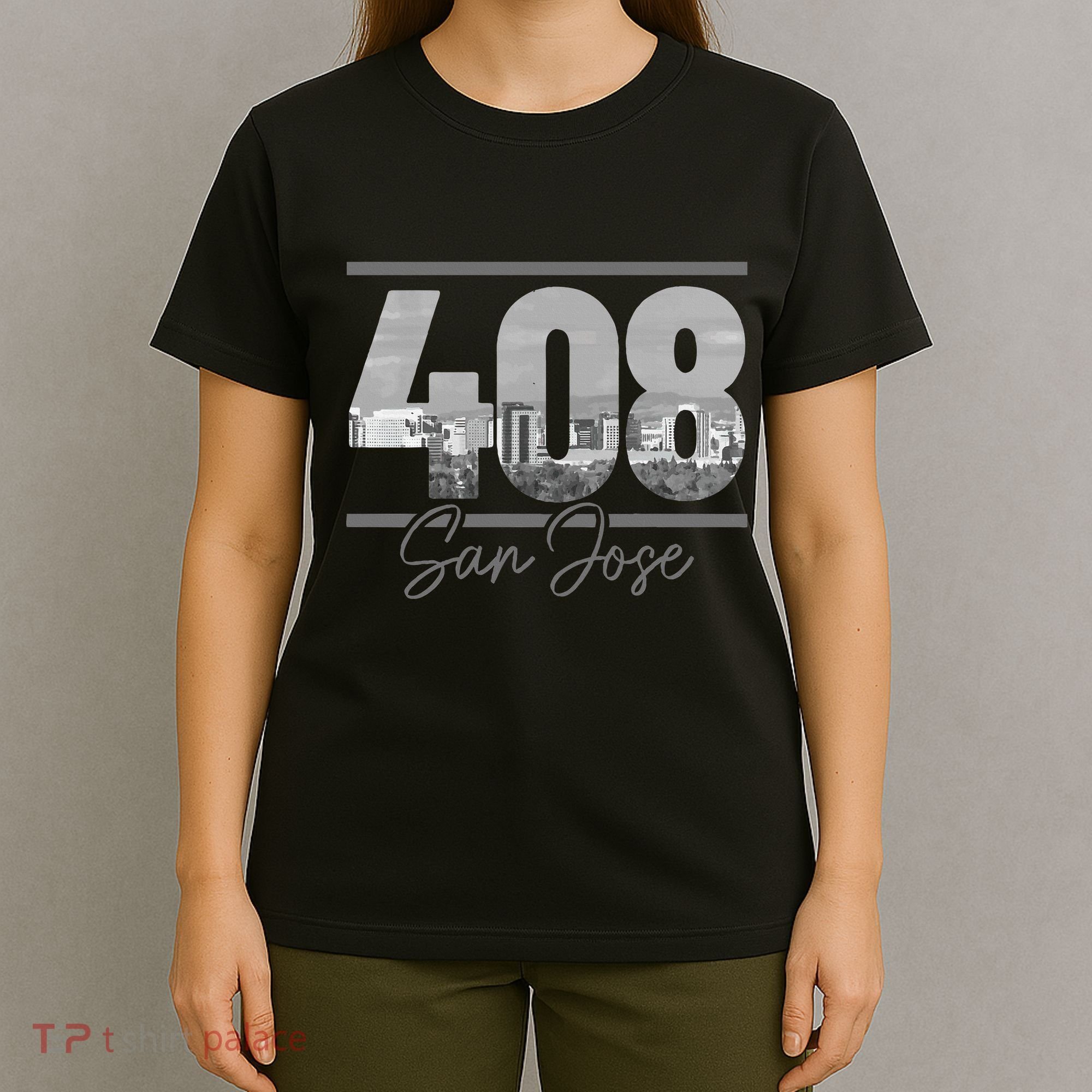 San Jose 408 Area Code Vintage Skyline California T-Shirt
