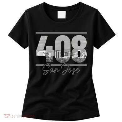 San Jose 408 Area Code Vintage Skyline California Women's T-Shirt